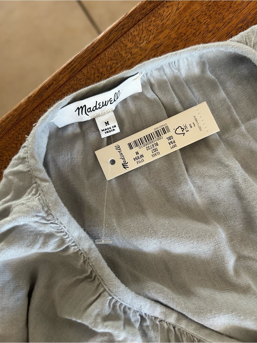 Madewell NWT Embroidered Flutter-Sleeve Tiered Midi Dress M Medium Gray - Picture 7 of 8